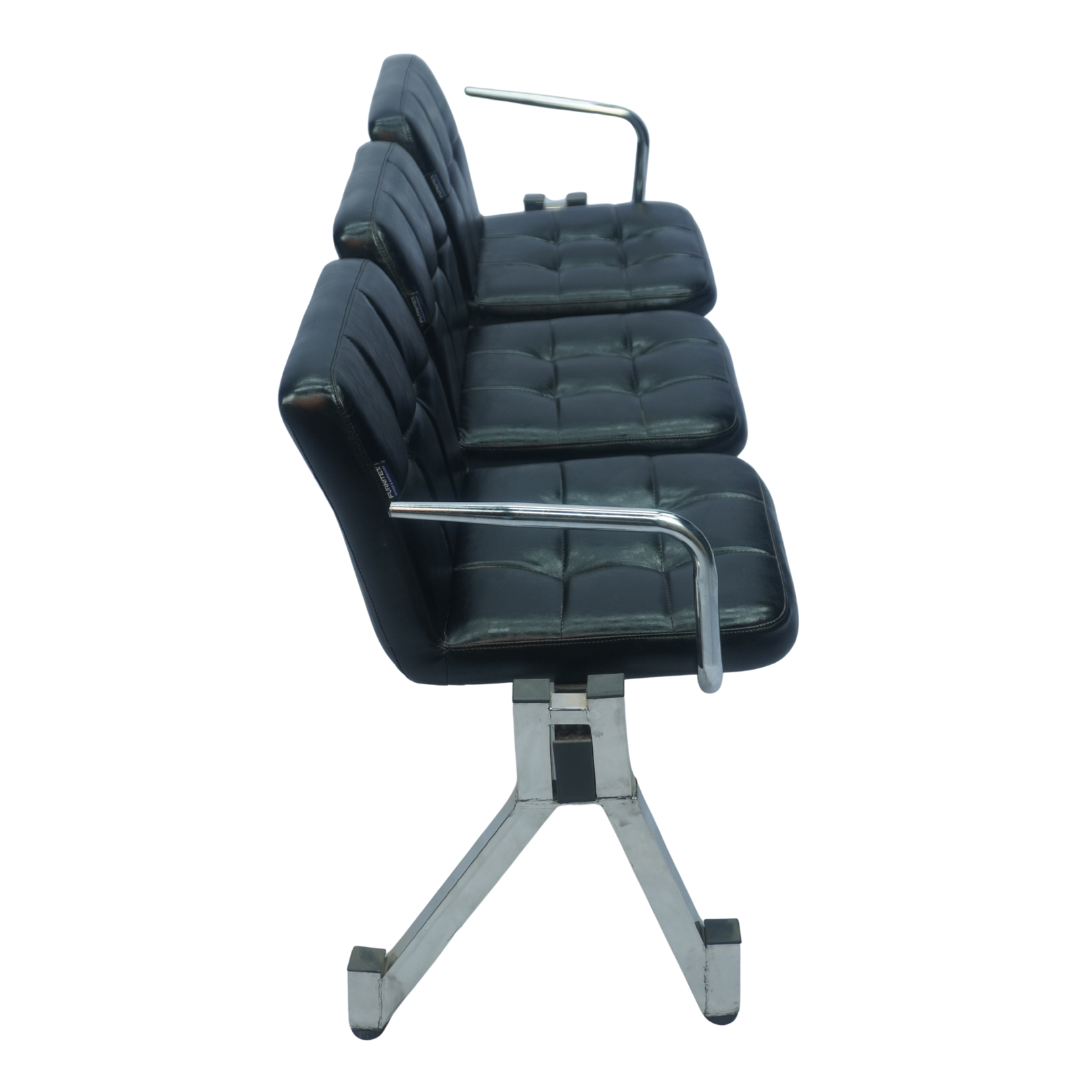 3 Seater Visitor Waiting Chair with Cushioned Seat & Armrest (Black) ( FT - WC04 ) - Furnitex Limited