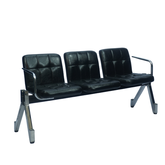 3 Seater Visitor Waiting Chair with Cushioned Seat & Armrest (Black) ( FT - WC04 ) - Furnitex Limited