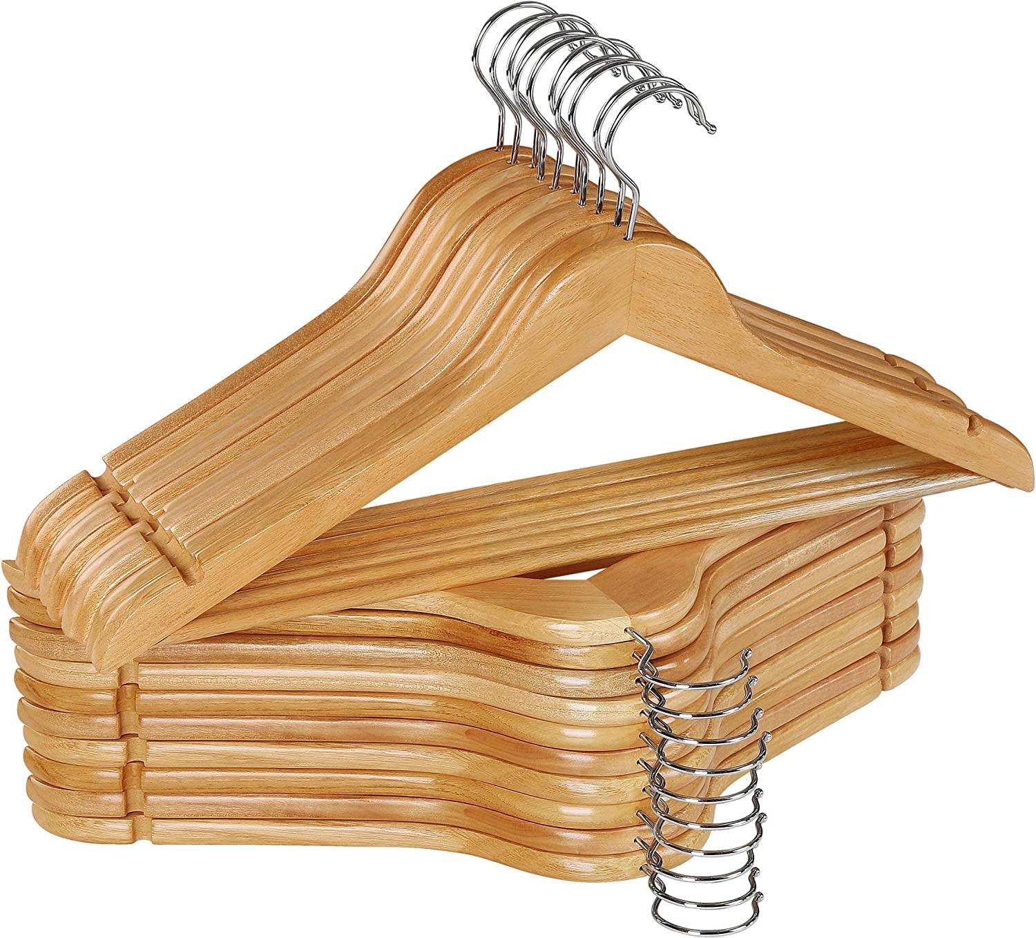 10 Pieces Premium Wooden Hangers with 360-Degree Rotatable Hook Furnitex Limited