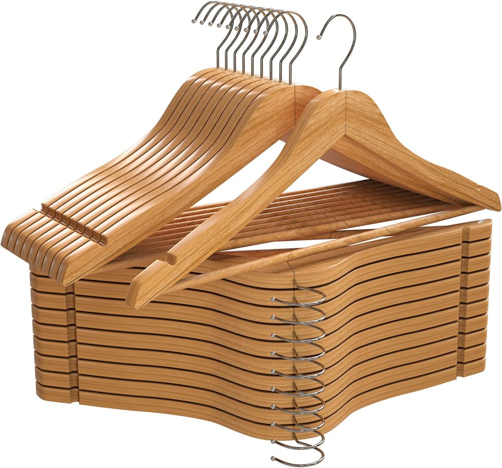 10 Pieces Premium Wooden Hangers with 360-Degree Rotatable Hook Furnitex Limited