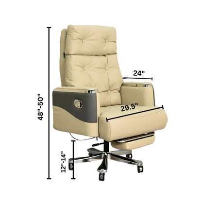 Executive Luxury Boss Chair with Footrest (FT-H0630) Light Cream - Furnitex Limited