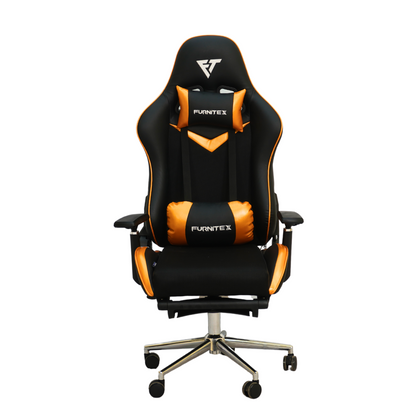 FURNITEX - Gaming Chair with 4D Armrest and Foot Rest (FT-G2 PRO ) Glossy Orange - best office chair in bangladesh,  executive chair for office, childs table and chair set, Gaming Chair, Digital Safety Locker, Bar Stool, leather boss chair, Restaurant Chair, Large Antique Wall Mirror -Furnitex Limited