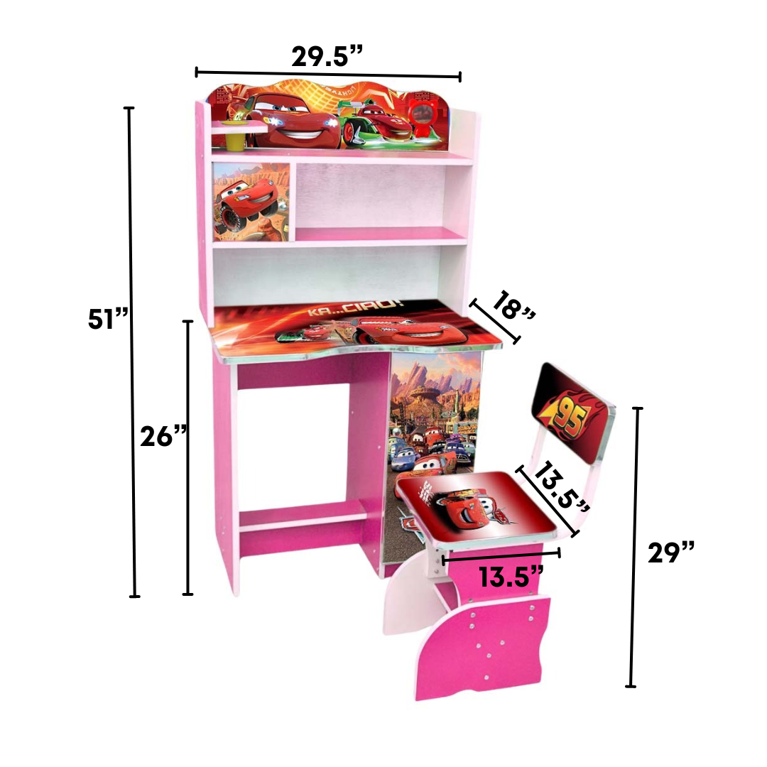 Adjustable Kids Study Table And Chair With Storage Cabinet (FT-KST001)