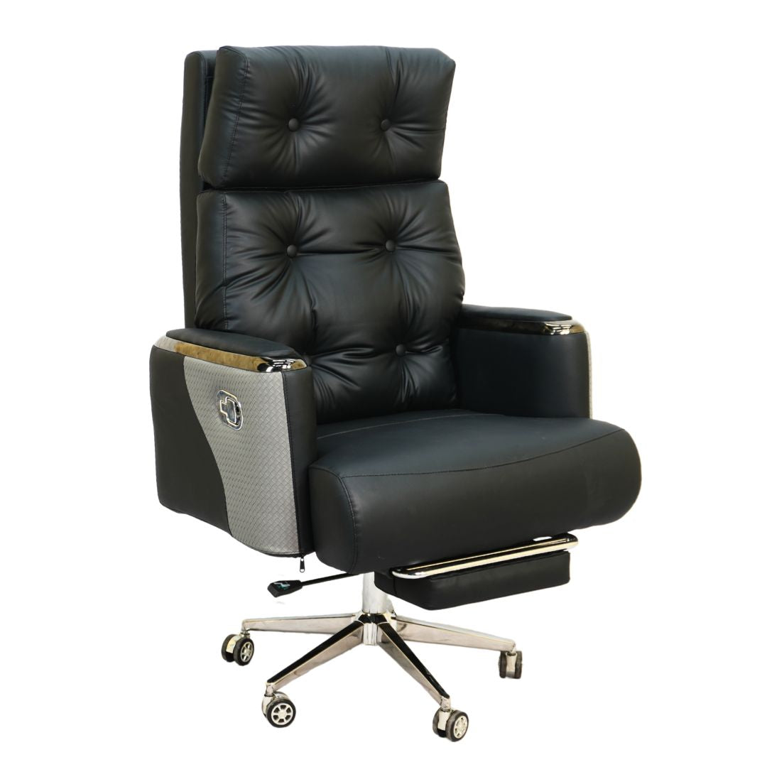 Executive Boss Chair with Footrest Black – Luxury Office Chair BD