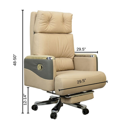 Executive Luxury Boss Chair with Footrest (FT-H0629) Light Cream - Furnitex Limited