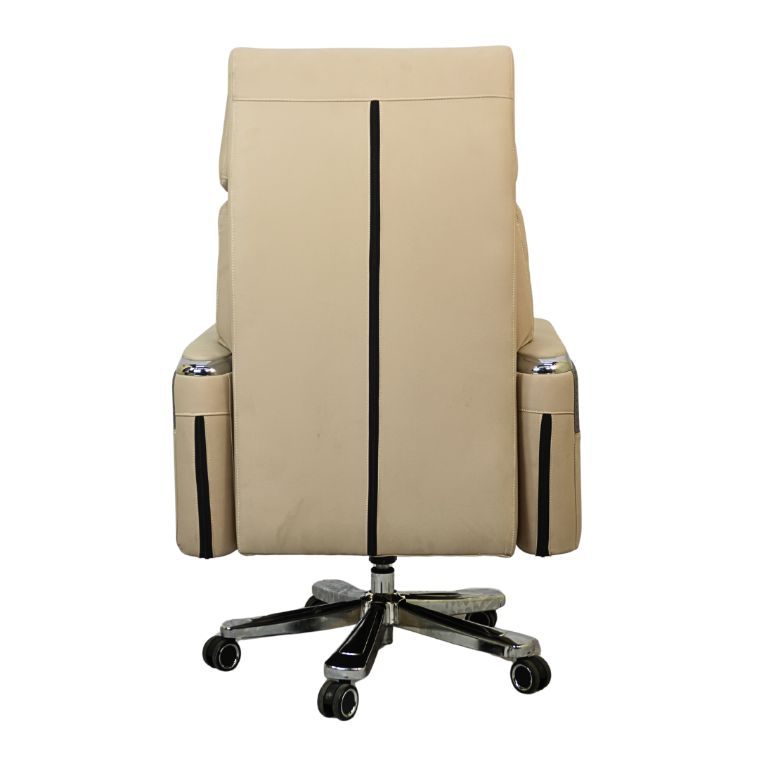 Executive Luxury Boss Chair with Footrest (FT-H0629) Light Cream - Furnitex Limited