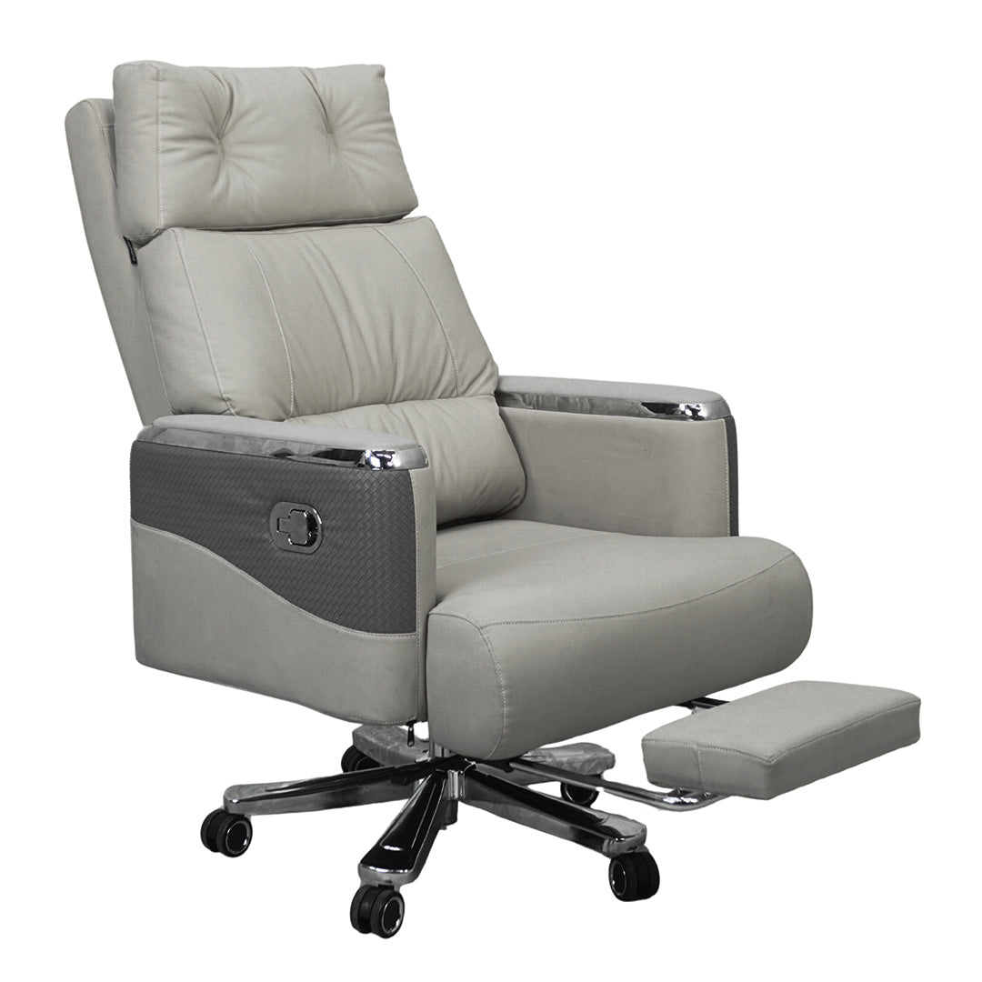 Executive Luxury Boss Chair with Footrest (FT-H0629) Gray - Furnitex Limited