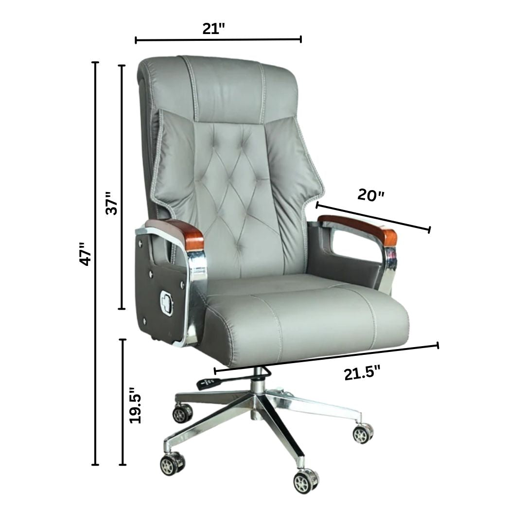 Comfortable Luxury Boss Chair (FT-H186) Gray - Furnitex Limited
