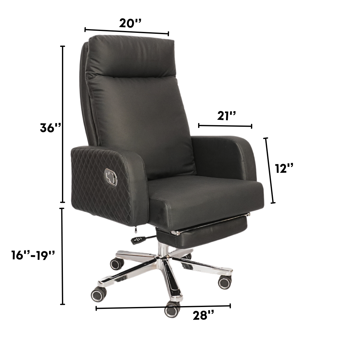 Comfortable Luxury Boss Chair with Footrest (FT-H573) Black Furnitex Limited