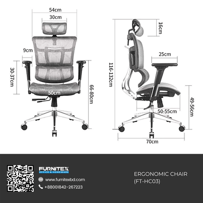 Complete Multifunction Chair (FT-HC03) Lava Gray - best office chair in bangladesh,  executive chair for office, childs table and chair set, Gaming Chair, Digital Safety Locker, Bar Stool, leather boss chair, Restaurant Chair, Large Antique Wall Mirror -Furnitex Limited