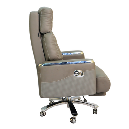 Executive Luxury Boss Chair with Footrest (FT-H0630) Gray - best office chair in bangladesh,  executive chair for office, childs table and chair set, Gaming Chair, Digital Safety Locker, Bar Stool, leather boss chair, Restaurant Chair, Large Antique Wall Mirror -Furnitex Limited