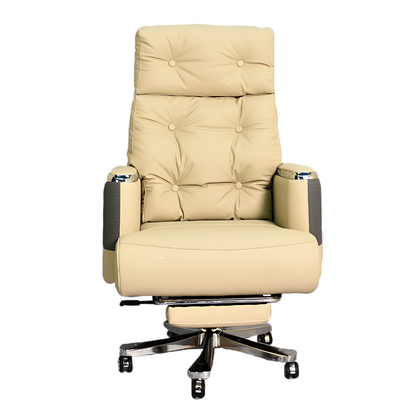 Executive Luxury Boss Chair with Footrest (FT-H0630) Light Cream - best office chair in bangladesh,  executive chair for office, childs table and chair set, Gaming Chair, Digital Safety Locker, Bar Stool, leather boss chair, Restaurant Chair, Large Antique Wall Mirror -Furnitex Limited