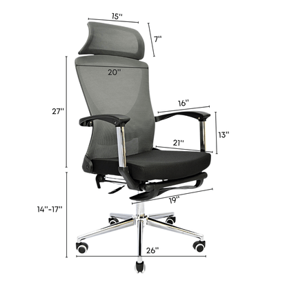 Executive Office Chair (FT-6067) Gray - best office chair in bangladesh,  executive chair for office, childs table and chair set, Gaming Chair, Digital Safety Locker, Bar Stool, leather boss chair, Restaurant Chair, Large Antique Wall Mirror -Furnitex Limited
