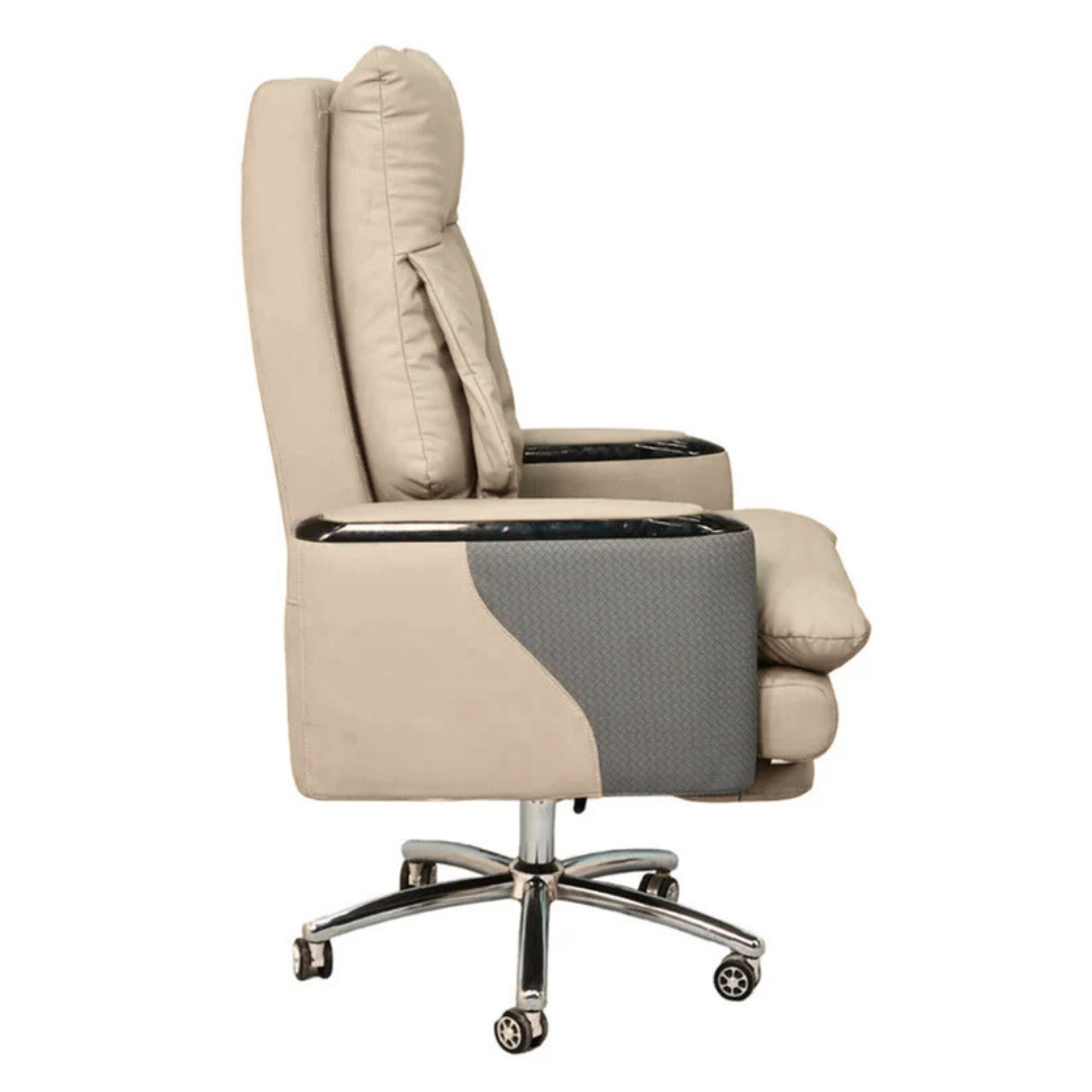 Executive Boss Chair Light Cream with Footrest – Furnitex BD