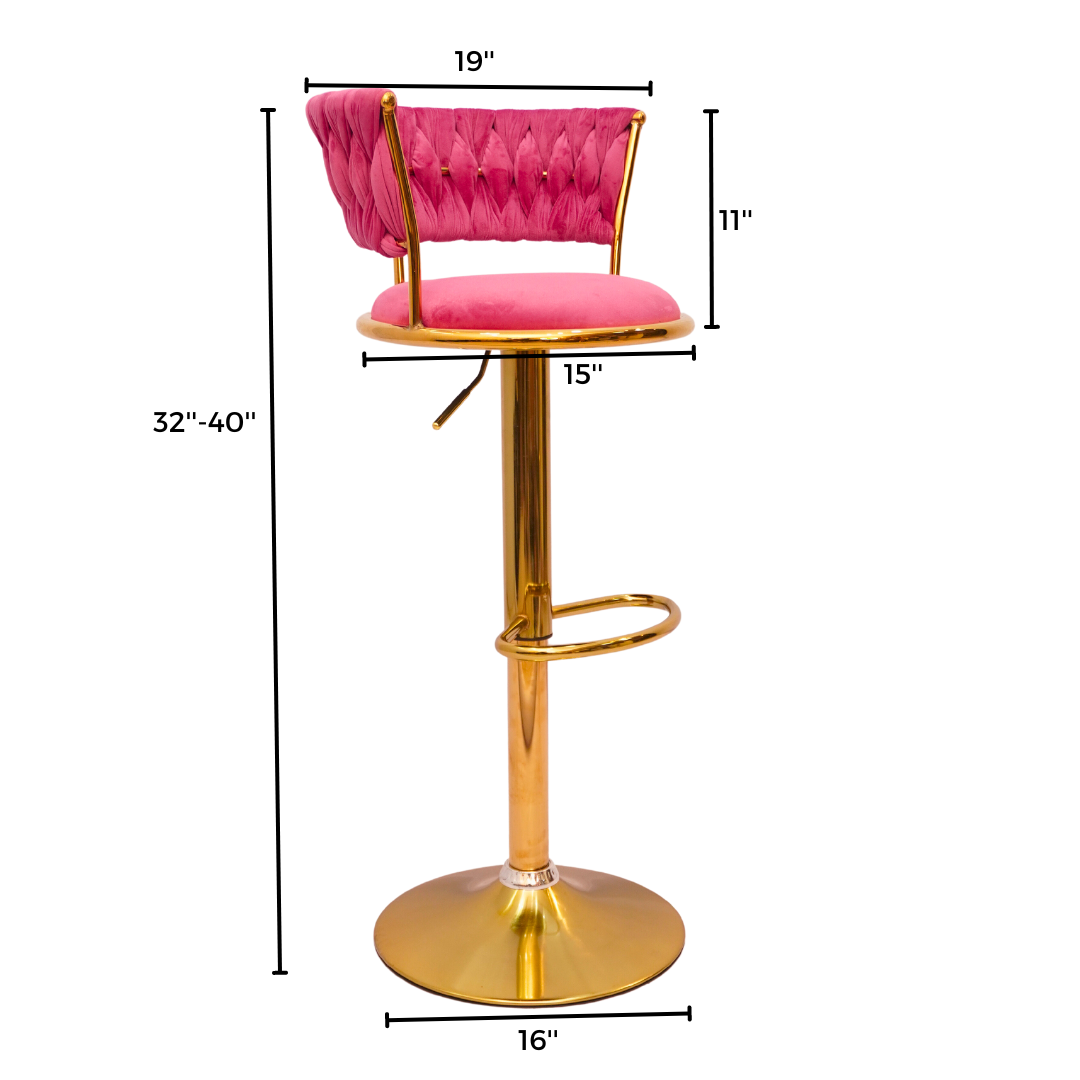 Gold Premium Velvet Bar stool (FT-BJ151 )Bubblegum pink Furnitex Limited