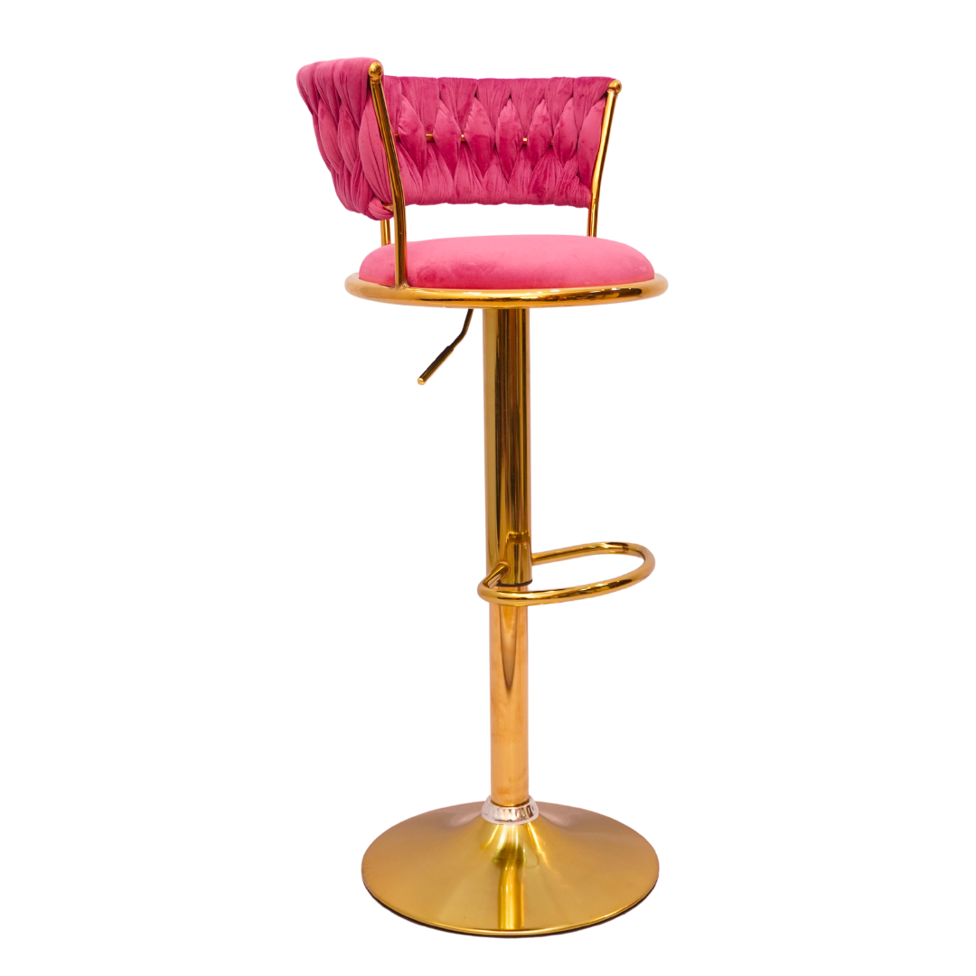 Gold Premium Velvet Bar stool (FT-BJ151 )Bubblegum pink Furnitex Limited