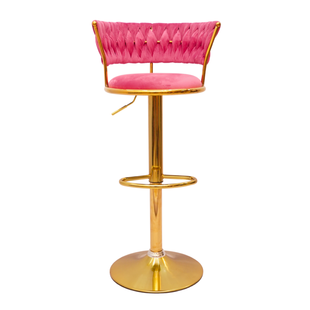 Gold Premium Velvet Bar stool (FT-BJ151 )Bubblegum pink Furnitex Limited