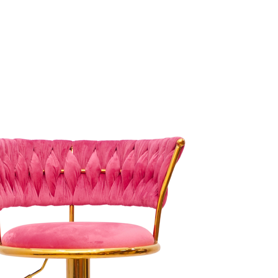 Gold Premium Velvet Bar stool (FT-BJ151 )Bubblegum pink Furnitex Limited