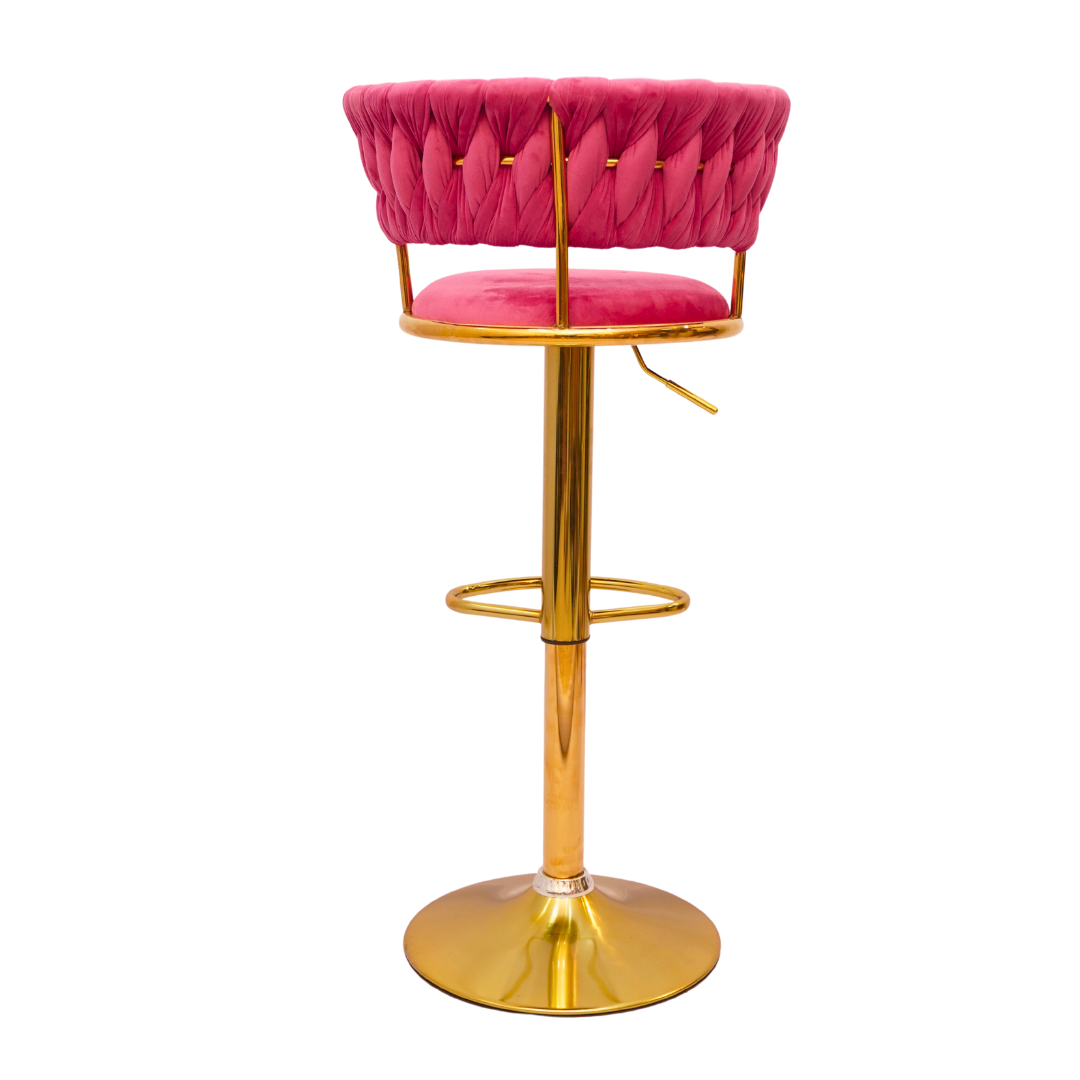 Gold Premium Velvet Bar stool (FT-BJ151 )Bubblegum pink Furnitex Limited