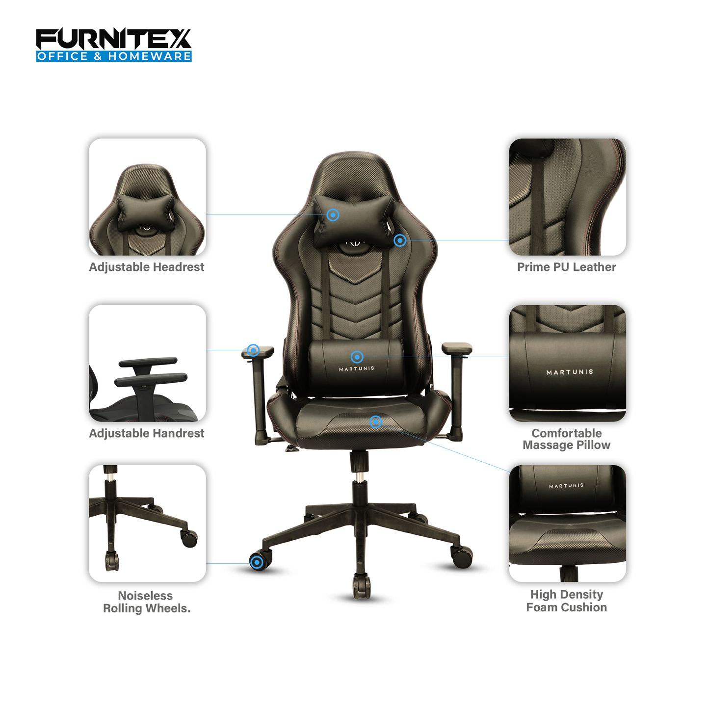 MARTUNIS - Gaming Chair with 4D Armrest (FT-F9042) Furnitex Limited