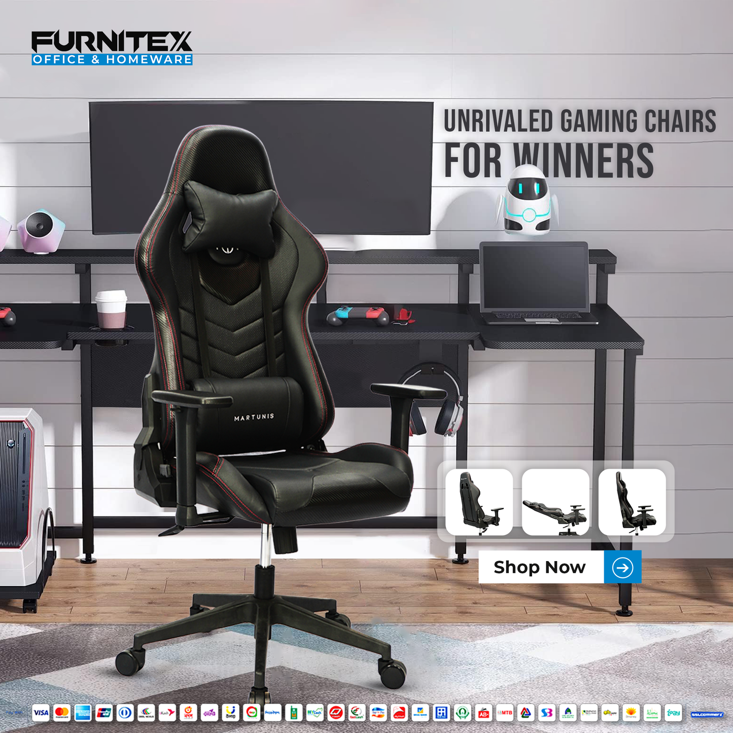 MARTUNIS - Gaming Chair with 4D Armrest (FT-F9042) Furnitex Limited