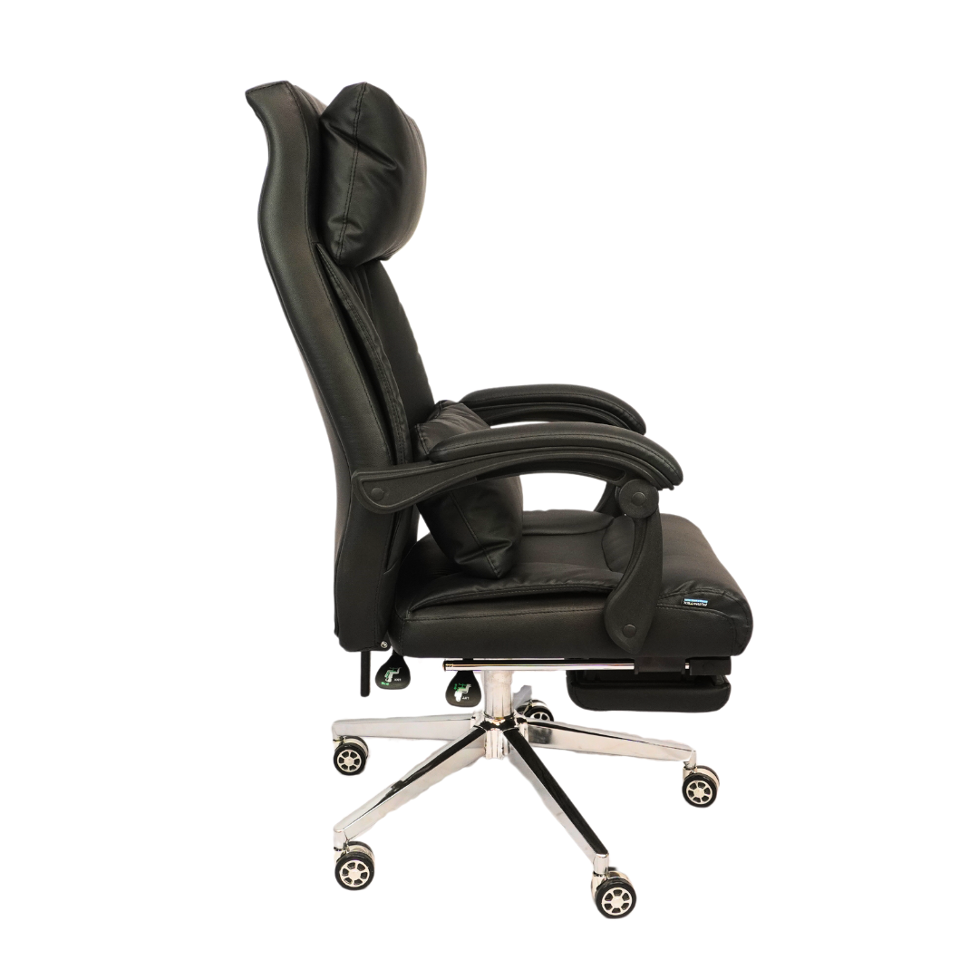 Revolving Office Chair with Footrest and Pillow (FT-HB859) Black Furnitex Limited