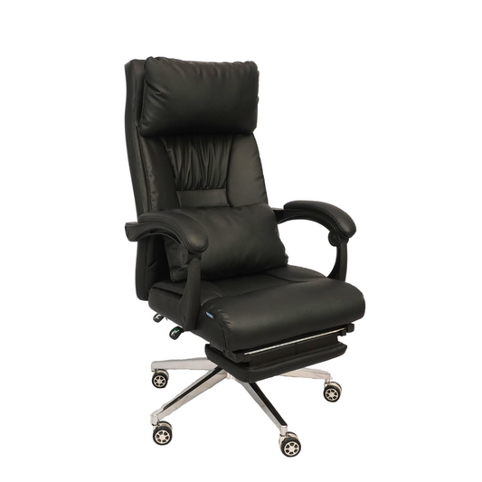 Revolving Office Chair with Footrest and Pillow (FT-HB859) Black Furnitex Limited