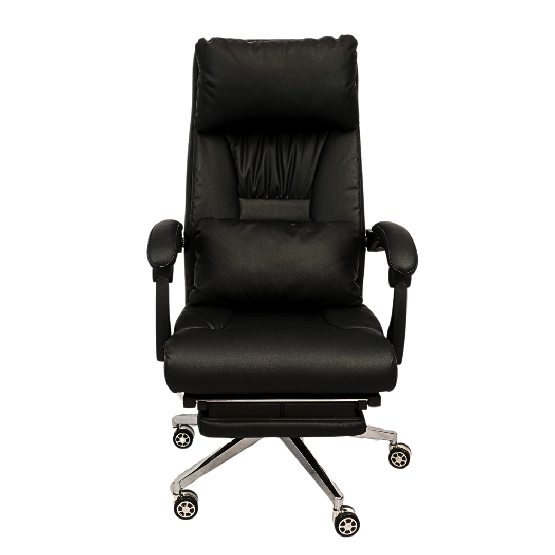 Revolving Office Chair with Footrest and Pillow (FT-HB859) Black Furnitex Limited