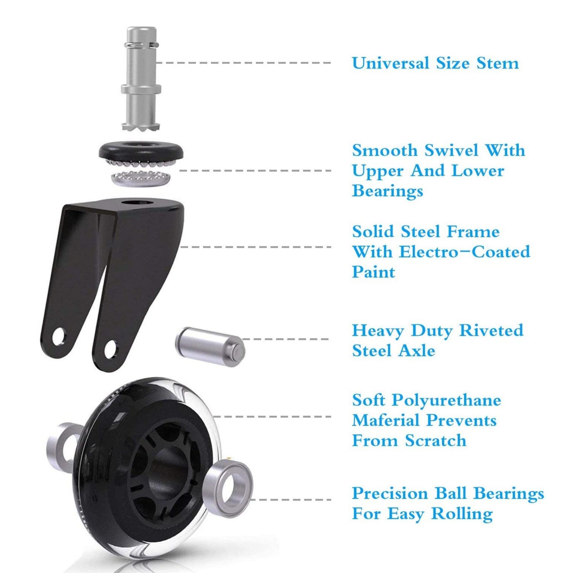 Rubber Caster Set x5 for Hydraulic Chair Furnitex Limited