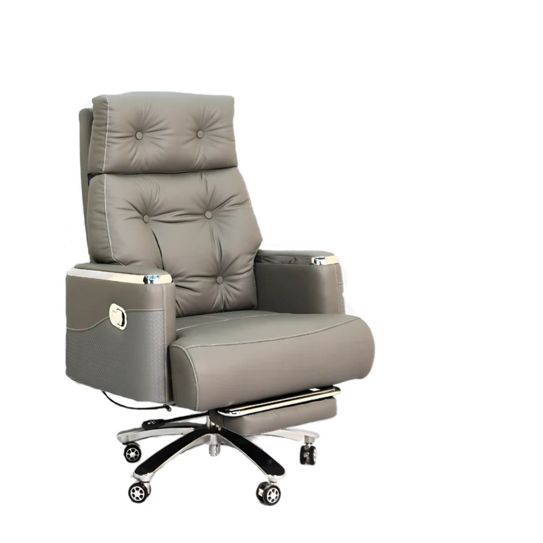 Executive Luxury Boss Chair with Footrest (FT-H0630) Gray - Furnitex Limited
