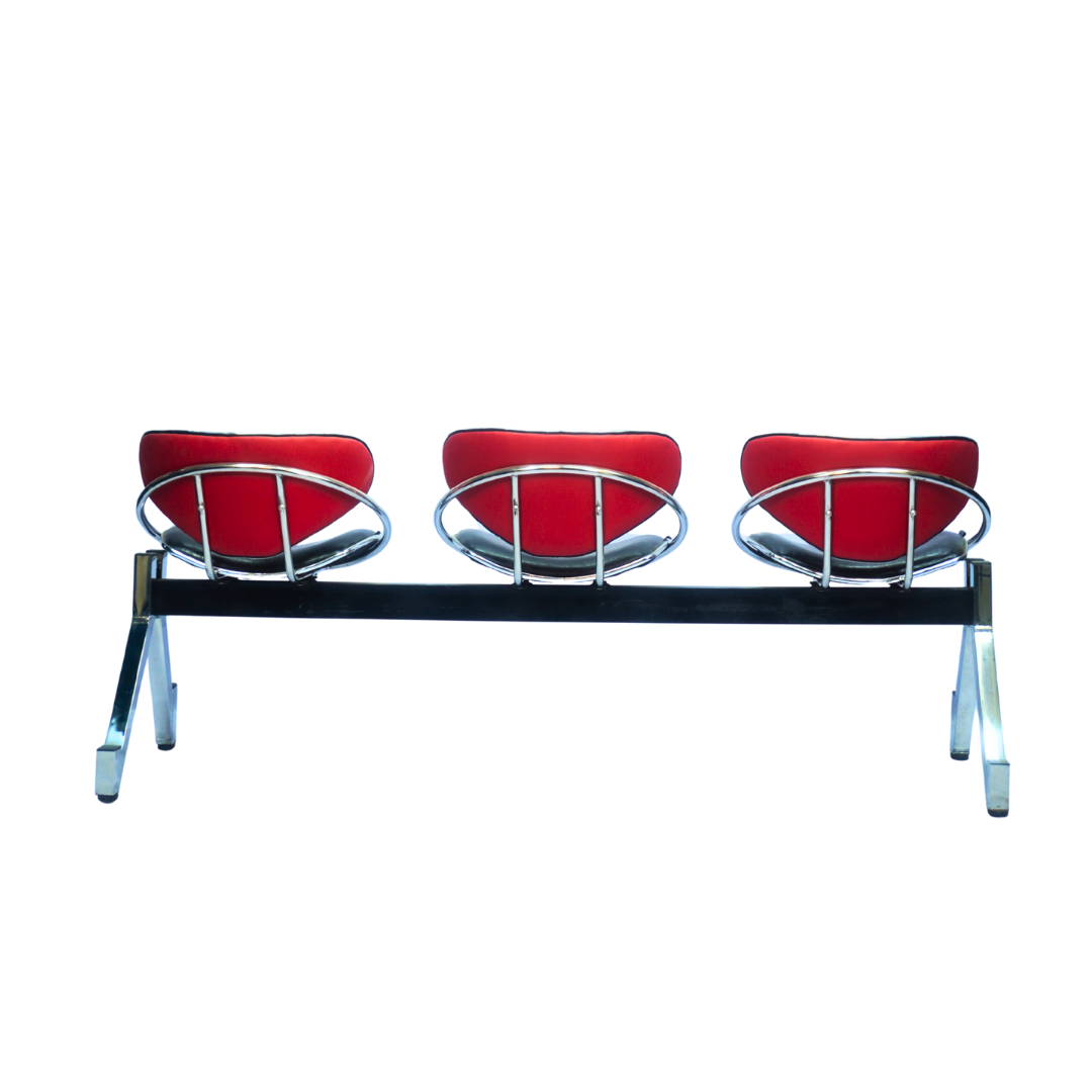 3-Seater Visitor Waiting Chair with Cushion Backrest (Red & Black) ( FT - WC03 ) - Furnitex Limited
