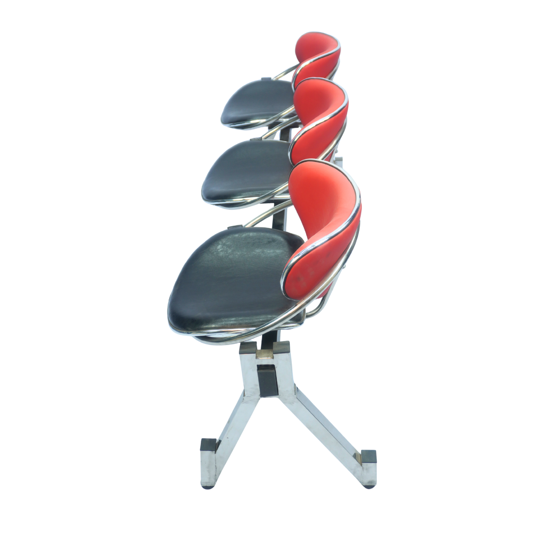 3-Seater Visitor Waiting Chair with Cushion Backrest (Red & Black) ( FT - WC03 ) - Furnitex Limited