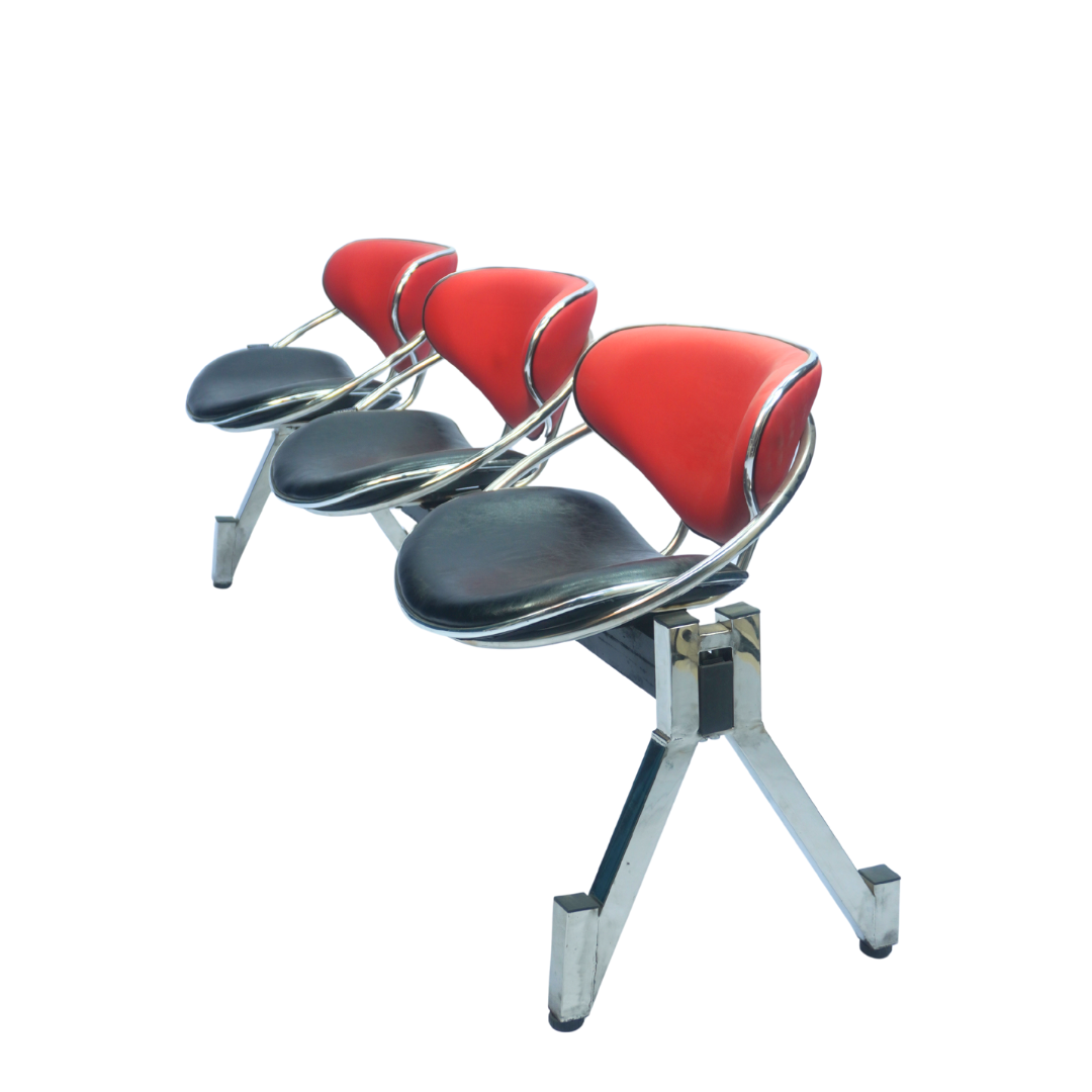 3-Seater Visitor Waiting Chair with Cushion Backrest (Red & Black) ( FT - WC03 ) - Furnitex Limited