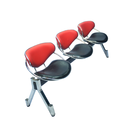 3-Seater Visitor Waiting Chair with Cushion Backrest (Red & Black) ( FT - WC03 ) - Furnitex Limited