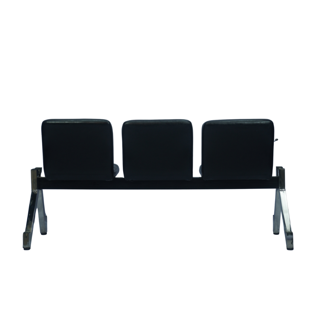 3 Seater Visitor Waiting Chair with Cushioned Seat & Armrest (Black) ( FT - WC04 ) - Furnitex Limited