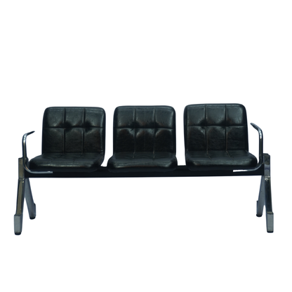3 Seater Visitor Waiting Chair with Cushioned Seat & Armrest (Black) ( FT - WC04 ) - Furnitex Limited
