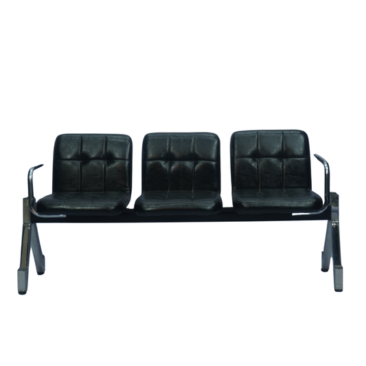 3 Seater Visitor Waiting Chair with Cushioned Seat & Armrest (Black) ( FT - WC04 ) - Furnitex Limited