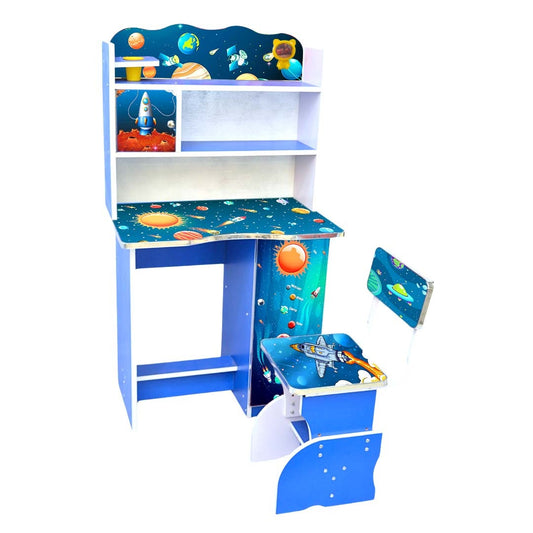 Adjustable Kids Study Table And Chair With Storage Cabinet (FT-KST004)