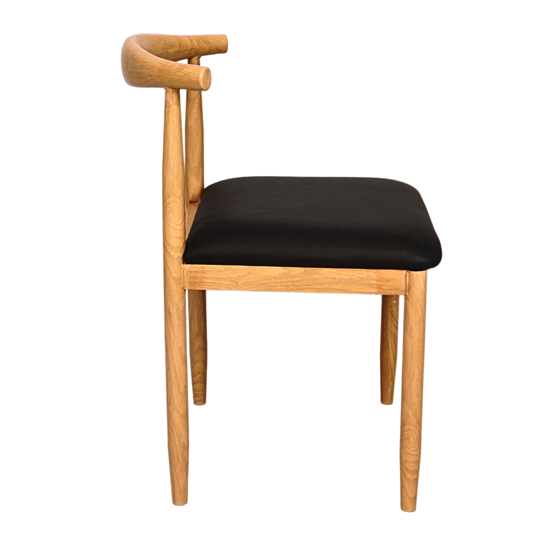 Wooden Grain Metal Chair in Natural Finish with Black Vinyl Seat (FT-WMC01) Furnitex Limited