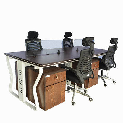 Workstation Office Table for 4 Person with Front Table(FT-002) - best office chair in bangladesh,  executive chair for office, childs table and chair set, Gaming Chair, Digital Safety Locker, Bar Stool, leather boss chair, Restaurant Chair, Large Antique Wall Mirror -Furnitex Limited