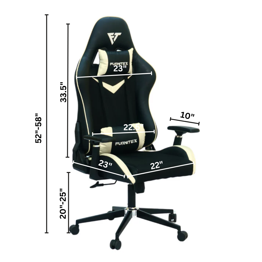 FURNITEX - Gaming Chair with 4D Armrest and Foot Rest (FT-G2 PRO )Glossy Off White - Furnitex Limited