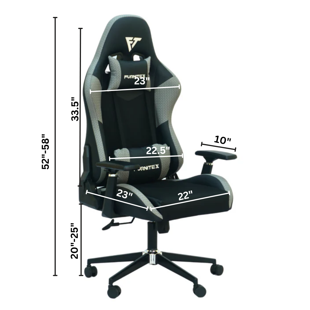 Gaming Chair with 4D Armrest (FT-G1) Gray - Furnitex Limited