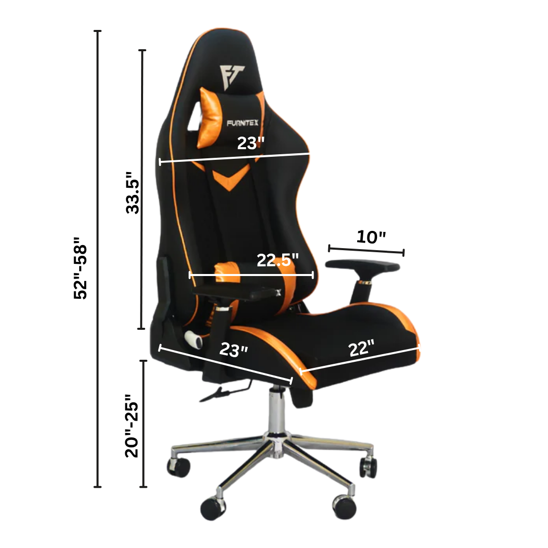 FURNITEX - Gaming Chair with 4D Armrest and Foot Rest (FT-G2 PRO ) Glossy Orange - Furnitex Limited