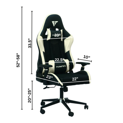 Gaming Chair with 4D Armrest and Foot Rest (FT-G1 Pro)Glossy Off White - Furnitex Limited