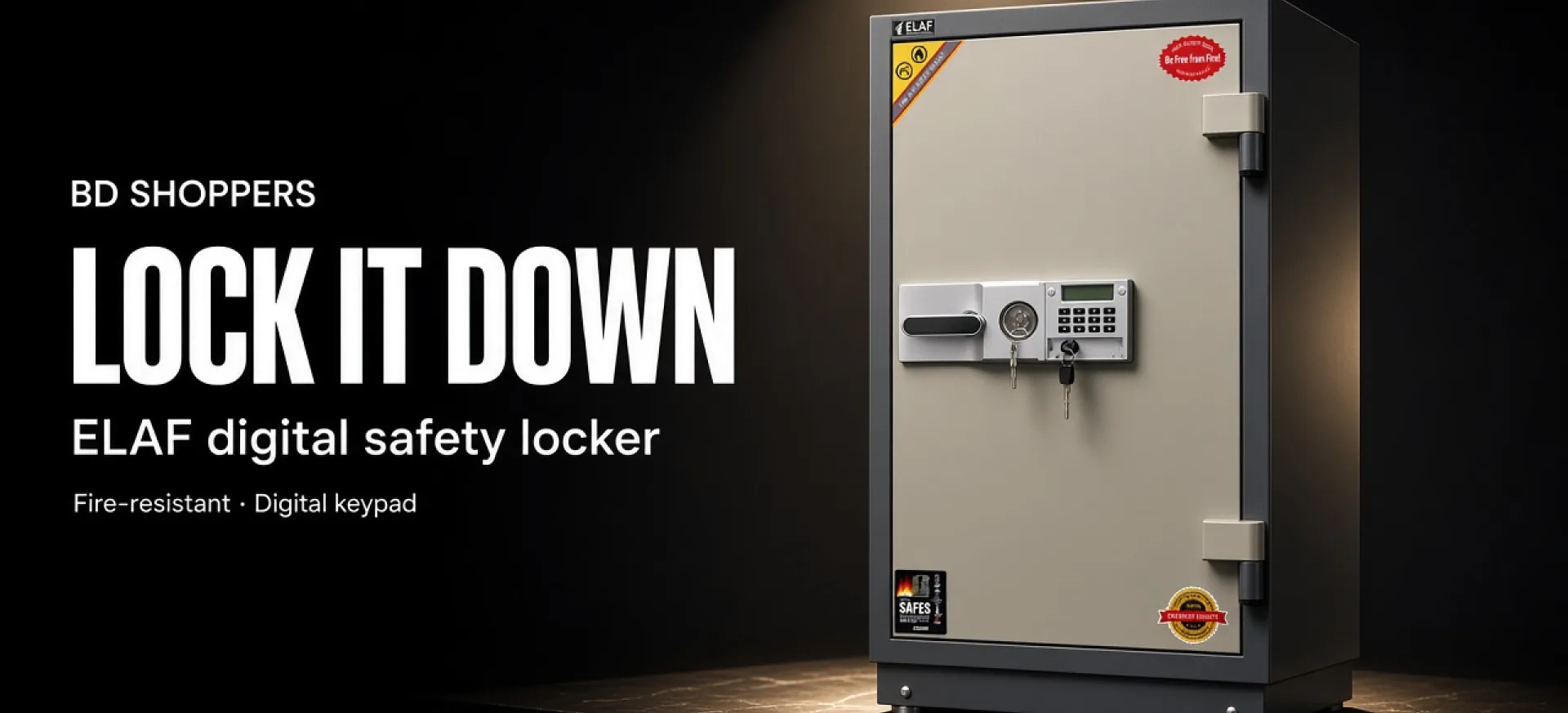 ELAF digital safety locker — fire-resistant digital keypad | BDShoppers