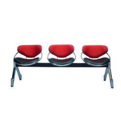 Premium 3-Seater Stainless Steel Visitor Waiting Chair with Cushion Backrest (Red & Black) (FT-WC03) - Visitor Chair | BDshoppers.com