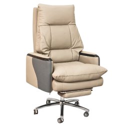 Executive Luxury Boss Chair with Footrest (FT-H0628) Light Cream - Boss Chair | BDshoppers.com