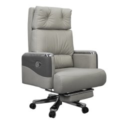 Executive Luxury Boss Chair with Footrest (FT-H0629) Gray - Boss Chair | BDshoppers.com