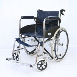 FURNITEX Manual Foldable Wheelchair with Cushioned Seat & Safety Support(FT-WC1) - Office Chair | BDshoppers.com