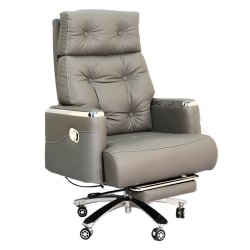 Executive Luxury Boss Chair with Footrest (FT-H0630) Gray - Boss Chair | BDshoppers.com